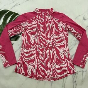 San Soleil Womens Sun Protection Top Size XS Pink White 1/4 Zip Vented Golf